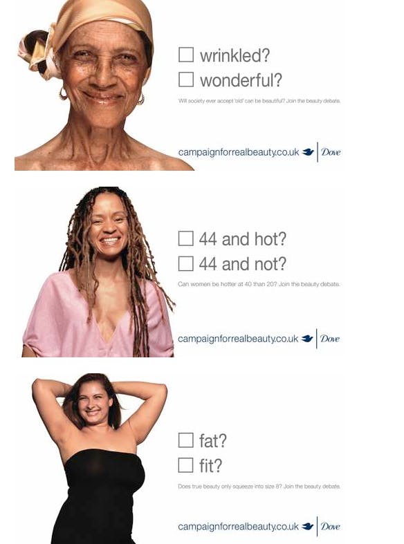 3 mulheres sorrindo para campanha Dove - marketing B2C